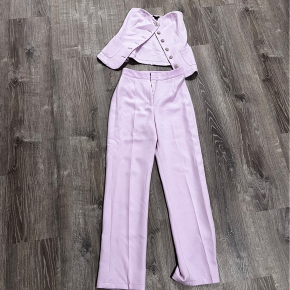 Boohoo Lilac Bandeau Top and Trousers - Picture 6 of 6